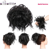 S-noilite 7 Inch Messy Bun Tousled hairpiece Elastic Band Chignon hair
