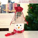 Xmas Wine Bottle Gift Bags Snowman Santa Claus Christmas Decoration Sequins Red