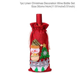 Xmas Wine Bottle Gift Bags Snowman Santa Claus Christmas Decoration Sequins Red