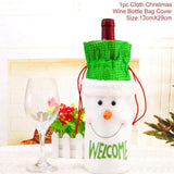 Xmas Wine Bottle Gift Bags Snowman Santa Claus Christmas Decoration Sequins Red