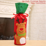Xmas Wine Bottle Gift Bags Snowman Santa Claus Christmas Decoration Sequins Red