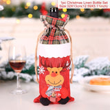 Xmas Wine Bottle Gift Bags Snowman Santa Claus Christmas Decoration Sequins Red