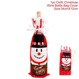 Xmas Wine Bottle Gift Bags Snowman Santa Claus Christmas Decoration Sequins Red