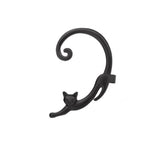 Single Piece Punk Style Gold Silver Plated Cat Post Earring With Ear Cuff