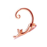 Single Piece Punk Style Gold Silver Plated Cat Post Earring With Ear Cuff