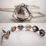 5 Photo Locket  Family Tree Necklace Necklace Ball Angel Wing